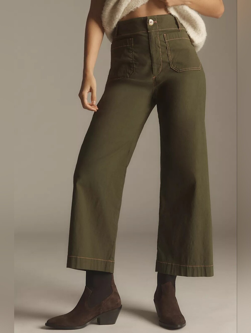 Maeve The Colette Crop Wide-Leg Pants: Contrast-Stitch Edition 27 Magic Fabric